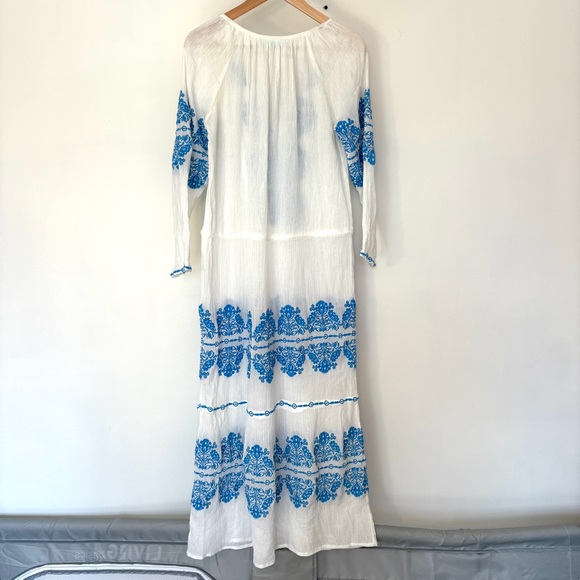 Melissa Odabash Ellie Embroidered Long Sleeves Belted Midi Dress - Picture 9 of 12